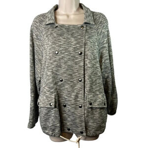 Anthro Guest Editor Gray Sweater Jacket Snap Closure‎ Size Medium